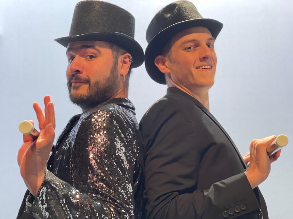 William Darby IV and Matt Piper in Evolution Theatre Company’s production of “Forbidden Broadway"