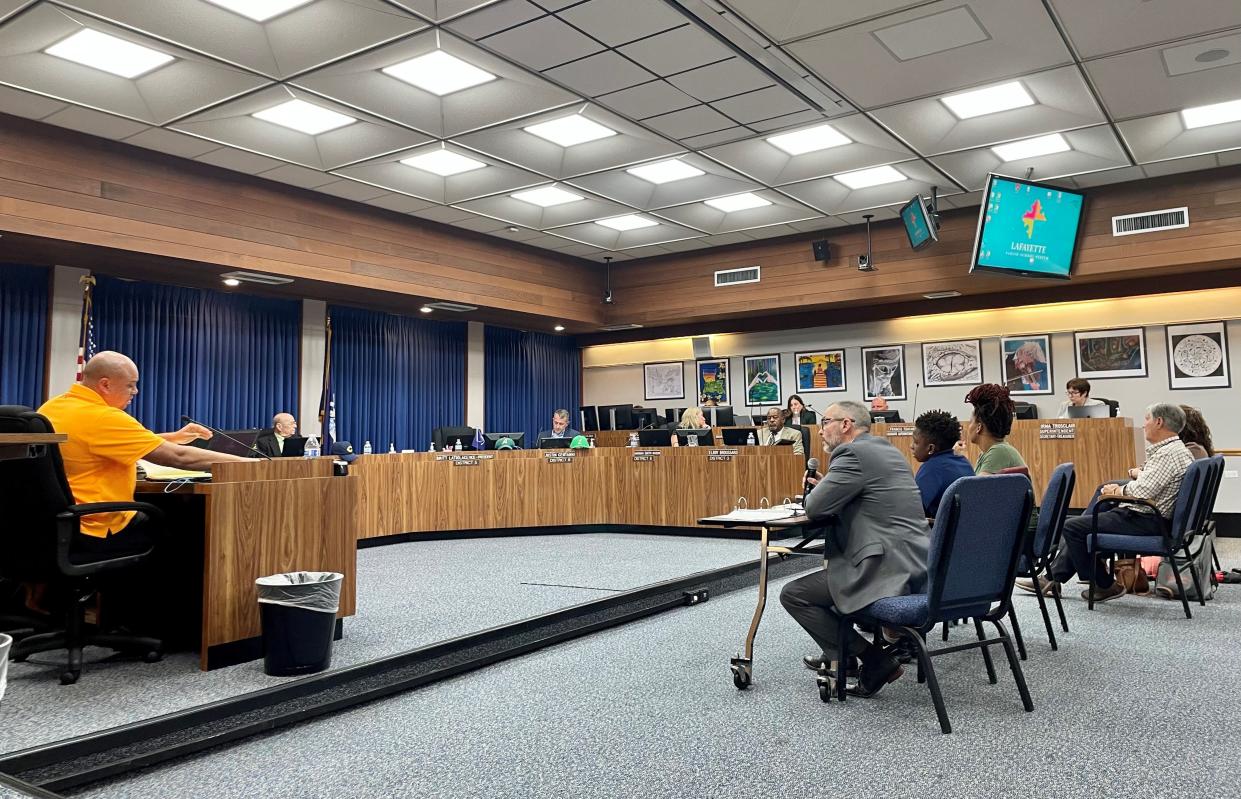 Lafayette attorney Shelly Maturin represents a seventh-grader and his mom during an expulsion appeal before the Lafayette Parish School Board Wednesday, April 13, 2022.