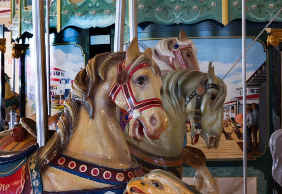 Carousel horses sit installed and ready for testing.