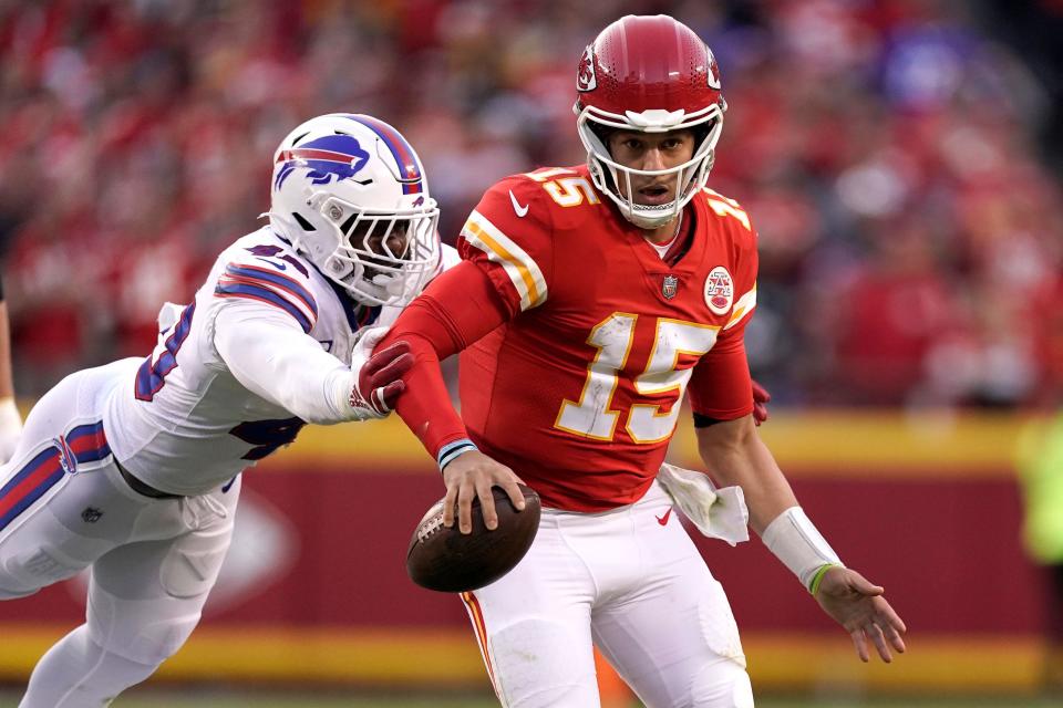 Von Miller pressures Patrick Mahomes during a game against the Kansas City Chiefs.