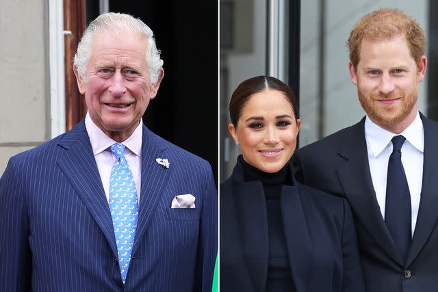 Chris Jackson/Getty; Taylor Hill/WireImage King Charles; Meghan Markle and Prince Harry