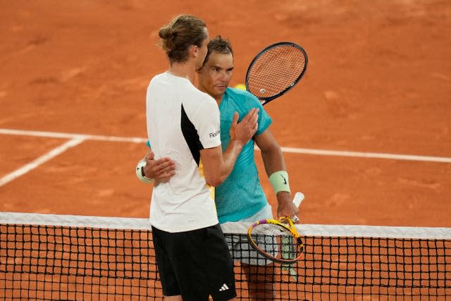 Alexander Zverev, left, beat Rafael Nadal