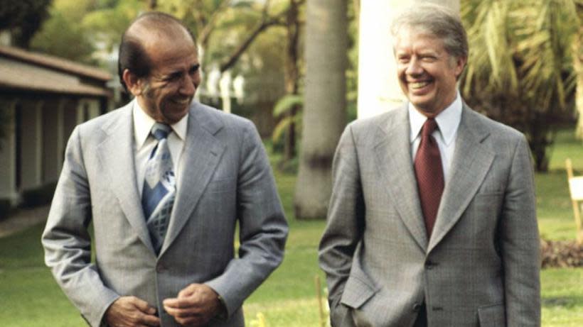 Carlos Andrés Pérez, a la izquierda de Jimmy Carter, en un encuentro entre ambos. 