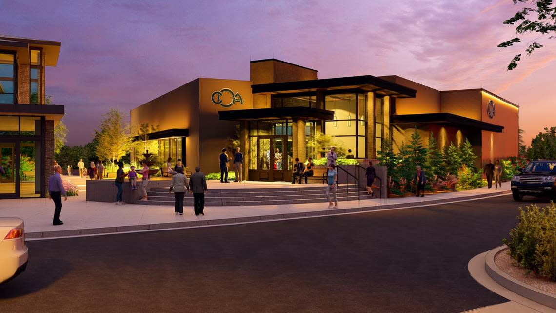 This architectural rendering shows the entrance to Coa Del Mar, which is at 2121 E. Riverside Drive.