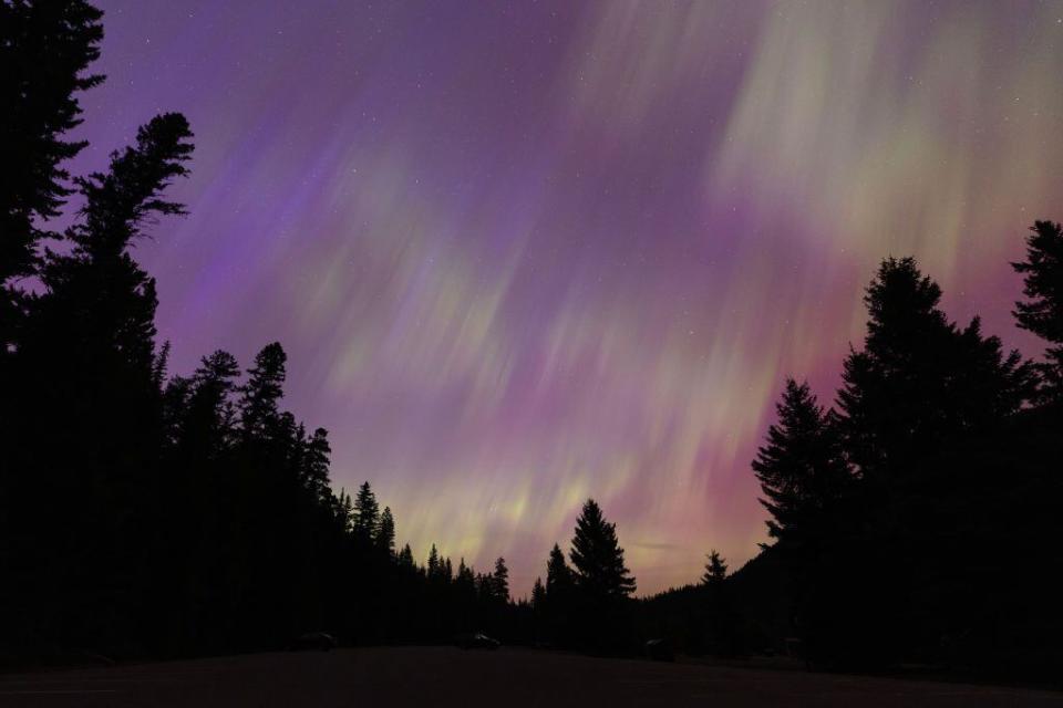 MANNING PARK, BRITISH COLUMBIA - MAY 11: Aurora borealis, commonly known as the northern lights is seen on May 11, 2024 in Manning Park, British Columbia, Canada. (Photo by Andrew Chin/Getty Images)