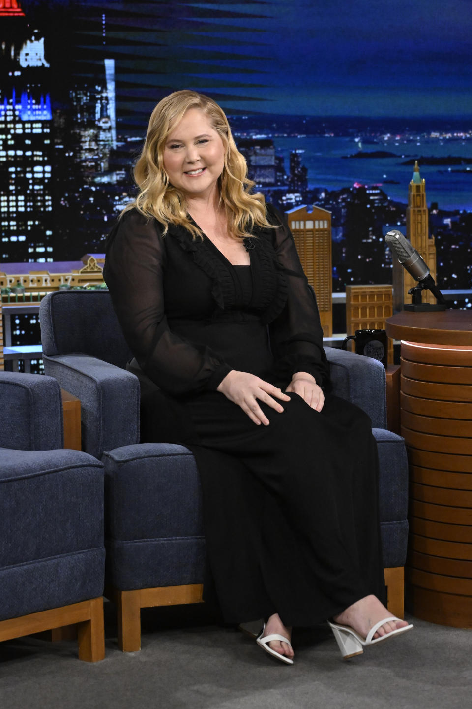 Amy Schumer en el show de Jimmy Fallon. (Photo by: Todd Owyoung/NBC via Getty Images)