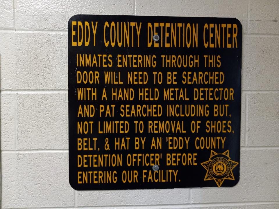 A sign inside the Eddy County Detention Center outlines requirements for inmates on May 9, 2024.