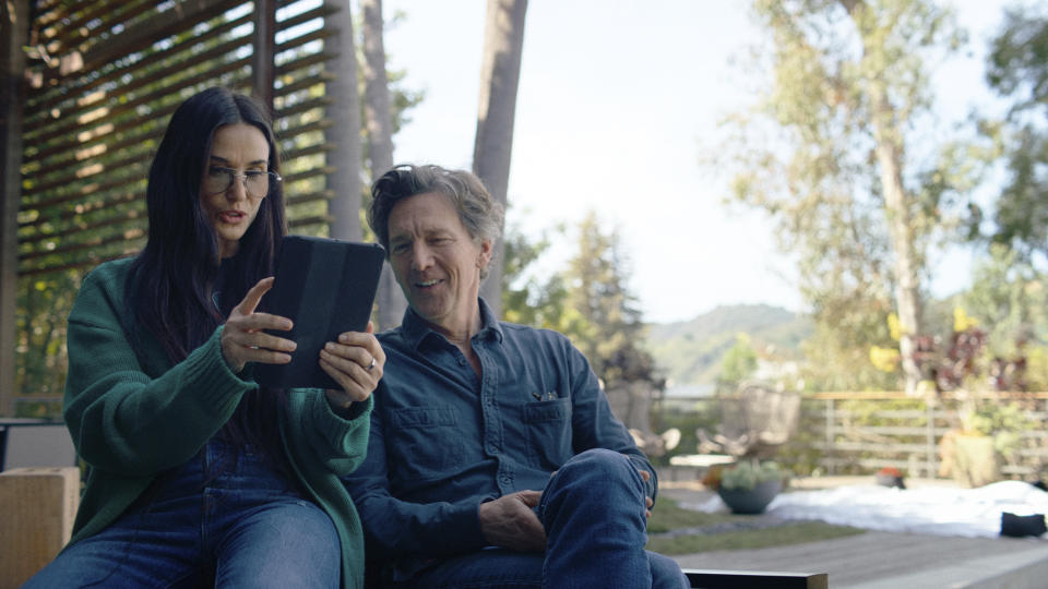 This image released by ABC News Studios shows Demi Moore, left, and Andrew McCarthy in a scene from the documentary "Brats." (ABC News Studios via AP)