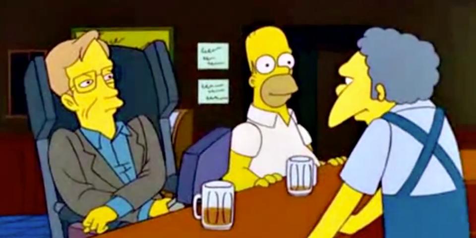 Stephen Hawking drinking with Homer