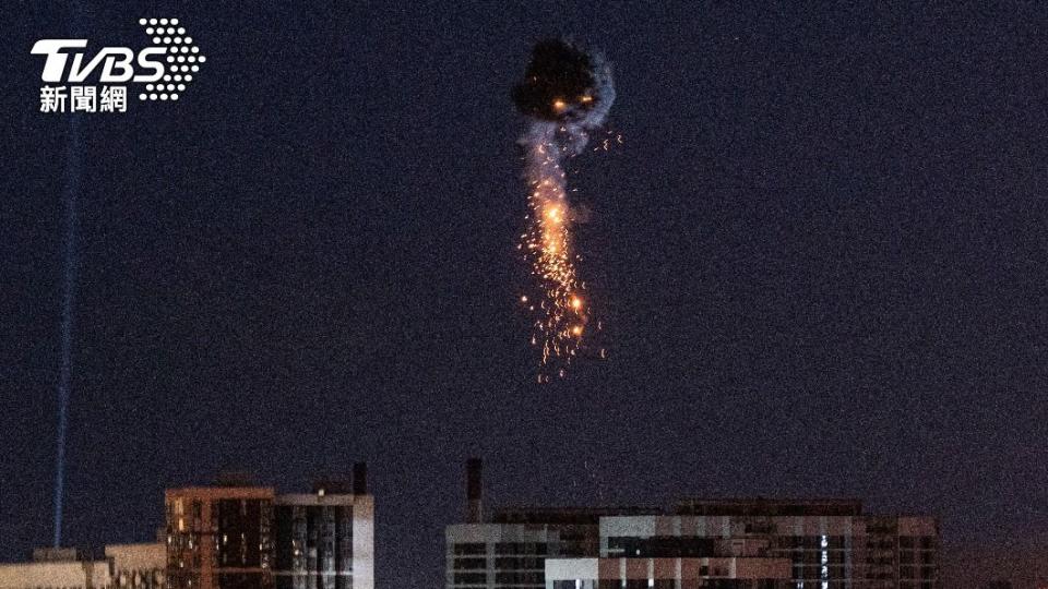 無人機遭烏克蘭防空系統擊落。（圖／達志影像美聯社）