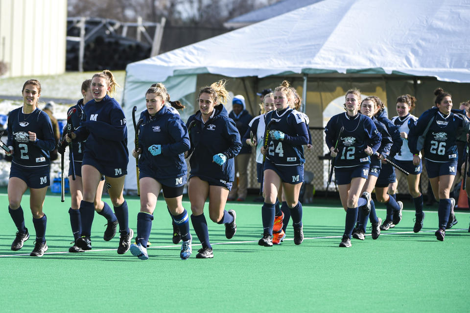 MANHEIM, PA - NOVEMBER 24: Middlebury takes the field during the Division III Women's Field Hockey Championship held at Spooky Nook Sports on November 24, 2019 in Manheim, Pennsylvania. Middlebury defeated Franklin & Marshall 1-0 to win the championship. (Photo by Craig Chase/NCAA Photos via Getty Images)