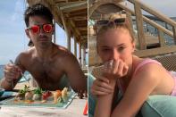 After their second wedding in France, the<em> Game of Thrones</em> star and the Jonas Brothers singer honeymooned at <a href="https://people.com/travel/inside-joe-jonas-and-sophie-turners-over-the-top-honeymoon-hotel-in-the-maldives-soneva-fushi/" rel="nofollow noopener" target="_blank" data-ylk="slk:one of the most exclusive resorts;elm:context_link;itc:0;sec:content-canvas" class="link ">one of the most exclusive resorts</a> in the world. Dubbed a "desert island hideaway," <a href="https://www.soneva.com/soneva-fushi/" rel="nofollow noopener" target="_blank" data-ylk="slk:Soneva Fushi;elm:context_link;itc:0;sec:content-canvas" class="link ">Soneva Fushi</a> feautures ocean-front suites, snorkling, scuba diving, top-notch cuisine and an on-site waterslide (much of which the newlyweds <a href="https://people.com/travel/inside-joe-jonas-and-sophie-turners-over-the-top-honeymoon-hotel-in-the-maldives-soneva-fushi/" rel="nofollow noopener" target="_blank" data-ylk="slk:shared on Instagram;elm:context_link;itc:0;sec:content-canvas" class="link ">shared on Instagram</a>). 