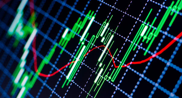 Forex market charts on computer display