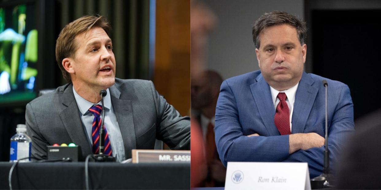 Republican Sen. Ben Sasse of Nebraska and White House Chief of Staff Ron Klain.