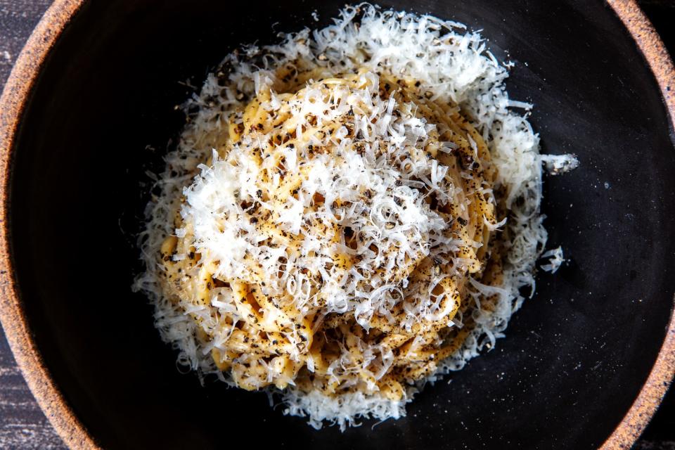 Cacio e pepe with miso from the Rose Venice.