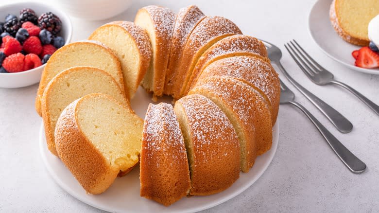 Sliced bundt cake