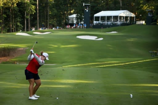 Ariya Jutanugarn of Thailand plays a tee shot on the 13th hole during the third round of the US Women's Open at Shoal Creek