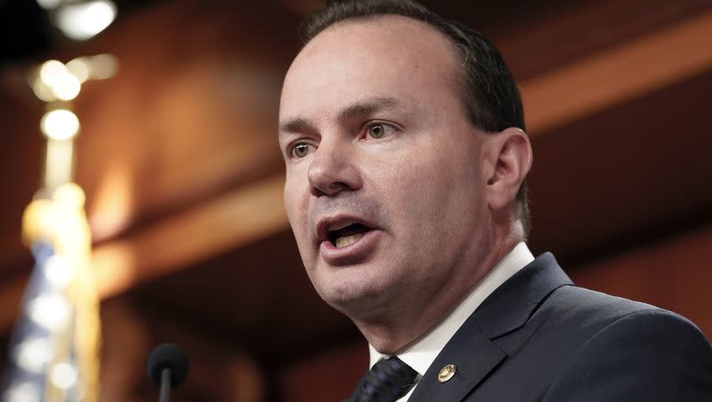Sen. Mike Lee, R-Utah, speaks during a news conference on Dec. 14, 2022, on Capitol Hill in Washington.