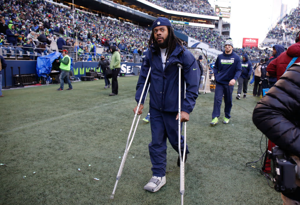 Richard Sherman lost much of 2017 to injury. (Getty)