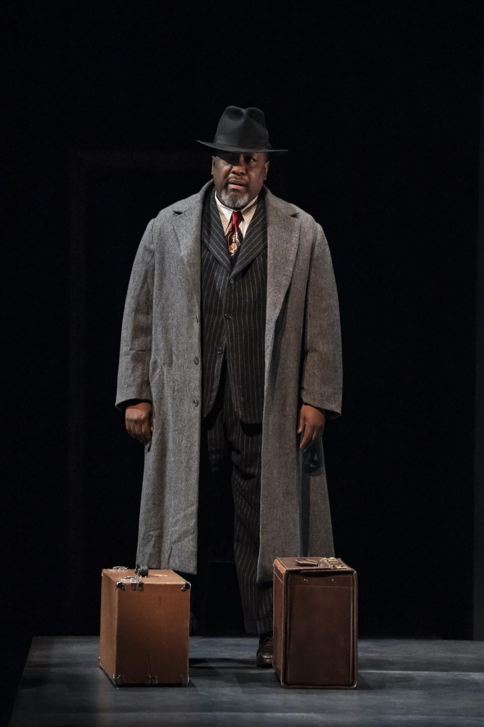 This image released by DKC/O&M shows Wendell Pierce during a performance of Arthur Miller’s “Death of a Salesman” in New York. (Joan Marcus/DKC/O&M via AP)