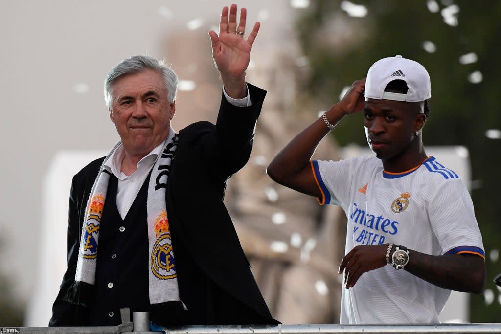 Carlo Ancelotti (left) has guided Real Madrid to his first La Liga title  (AFP via Getty Images)
