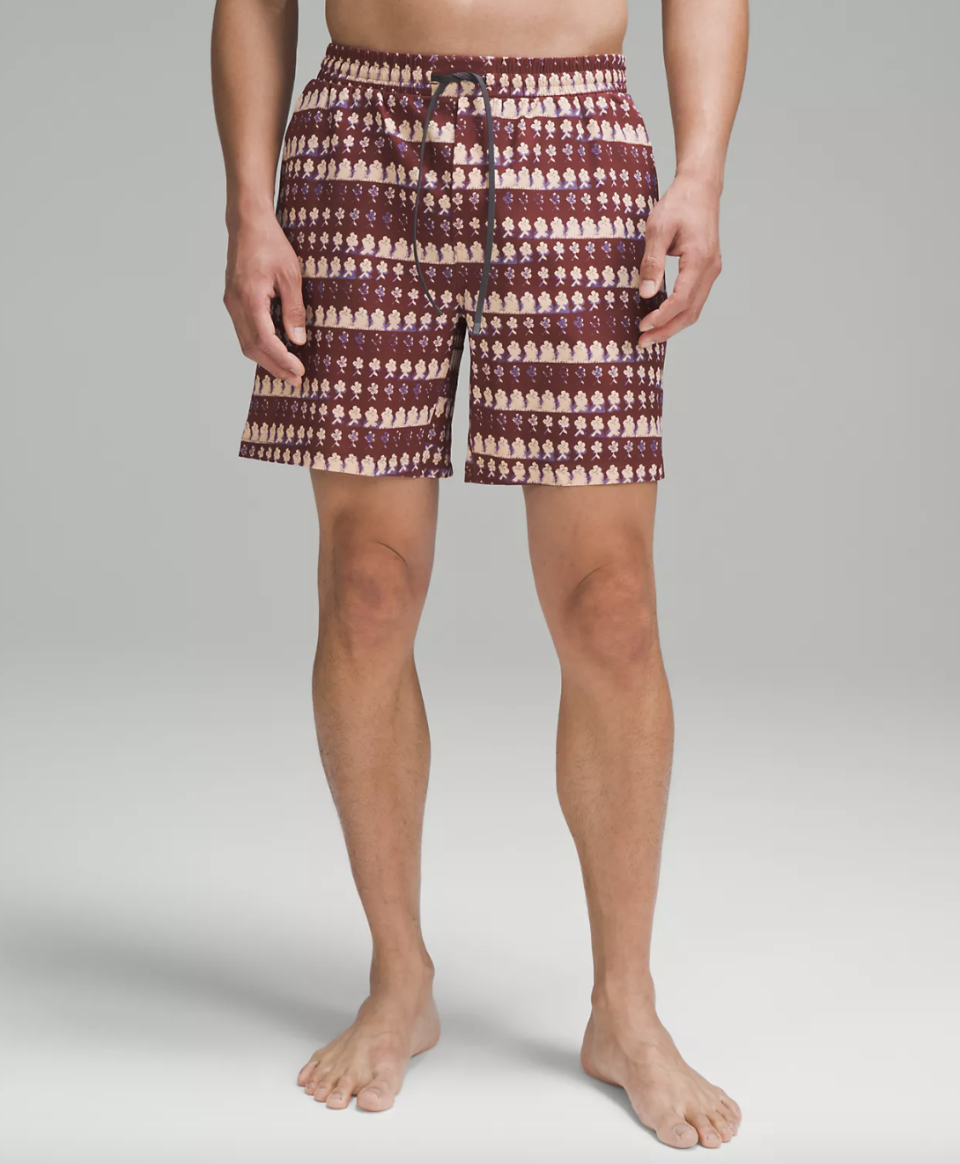 man wearing patterned swim trunks, Pool Short 7