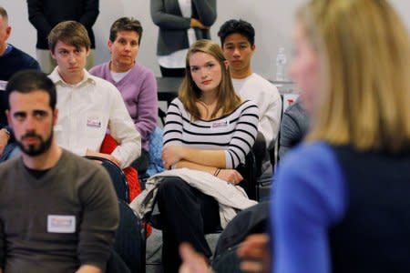 FILE PHOTO: Millennial voters in Rochester, New Hampshire, U.S., March 27, 2018.   REUTERS/Brian Snyder