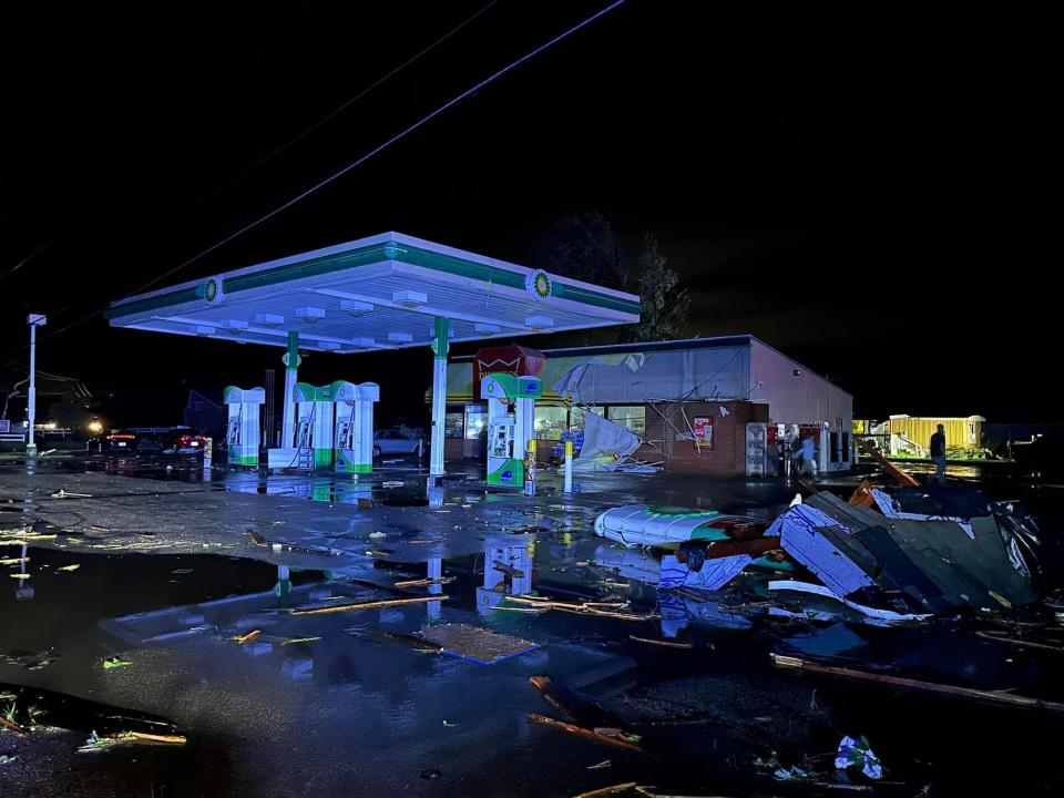 The Frazeysburg Police Department captured this photo of damage from a suspected tornado that struck the village about 60 miles east of Columbus. Police reported injuries from the storm that struck early Thursday in a system that made its way across Ohio Wednesday.