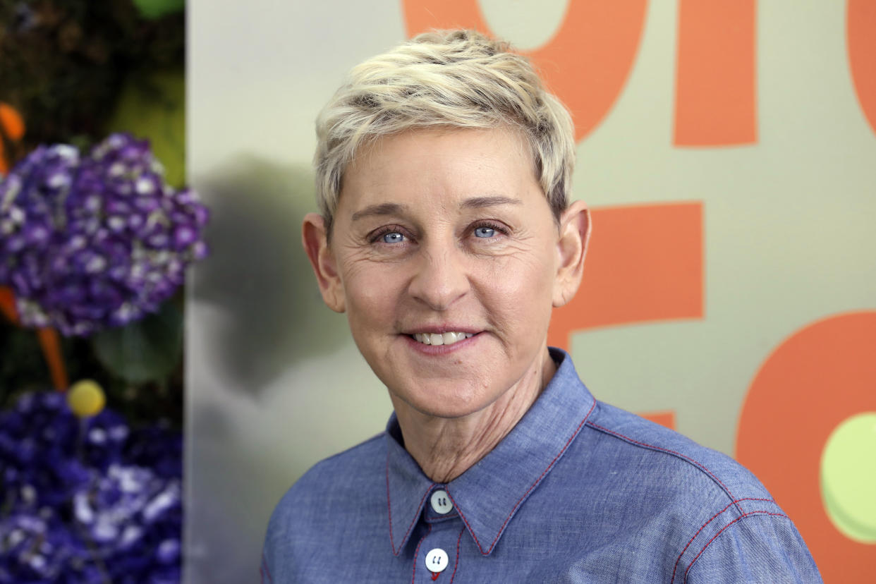 FILE - Ellen DeGeneres attends the premiere of Netflix's "Green Eggs and Ham," on Nov. 3, 2019, in Los Angeles. DeGeneres apologized to the staff of her daytime TV talk show amid an internal company investigation of complaints of a difficult and unfair workplace. (Photo by Mark Von Holden /Invision/AP, File)