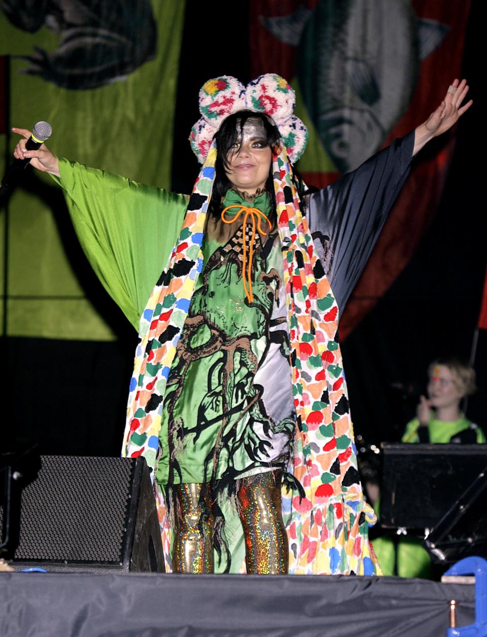 Björk during her performance on the Other Stage at the 2007 Glastonbury Festival.