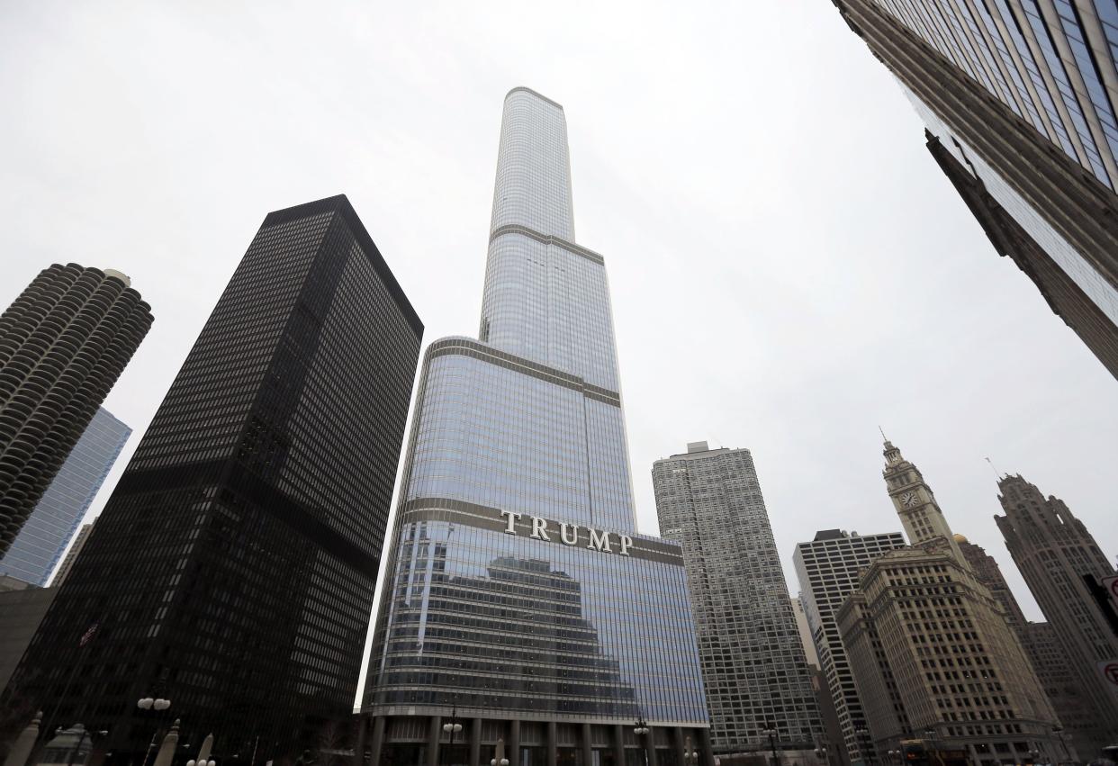 In this Thursday, March 10, 2016, photo is the Trump International Hotel and Tower in Chicago. 