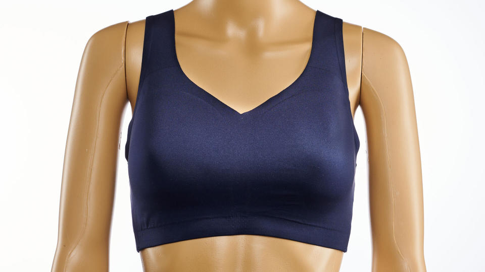 Mannequin wearing black sports bra