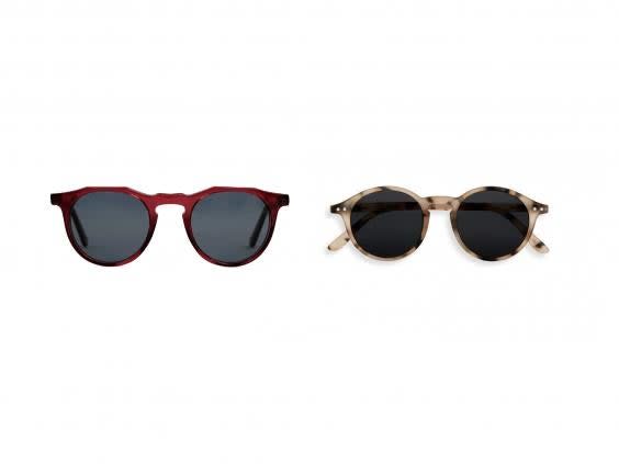 Keep the sun rays off your face while staying stylish with these sunnies for men and women (left, Monc, right, Izipizi)