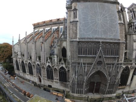 View shows the Notre-Dame Cathedral in Paris