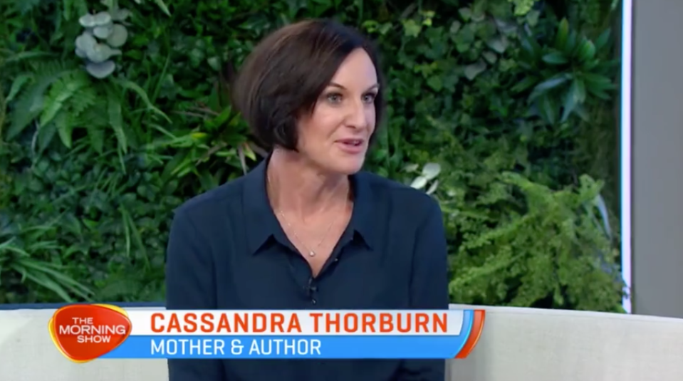 Cassandra Thorburn’s first televised interview on The Morning Show on Monday. Source: Channel Seven