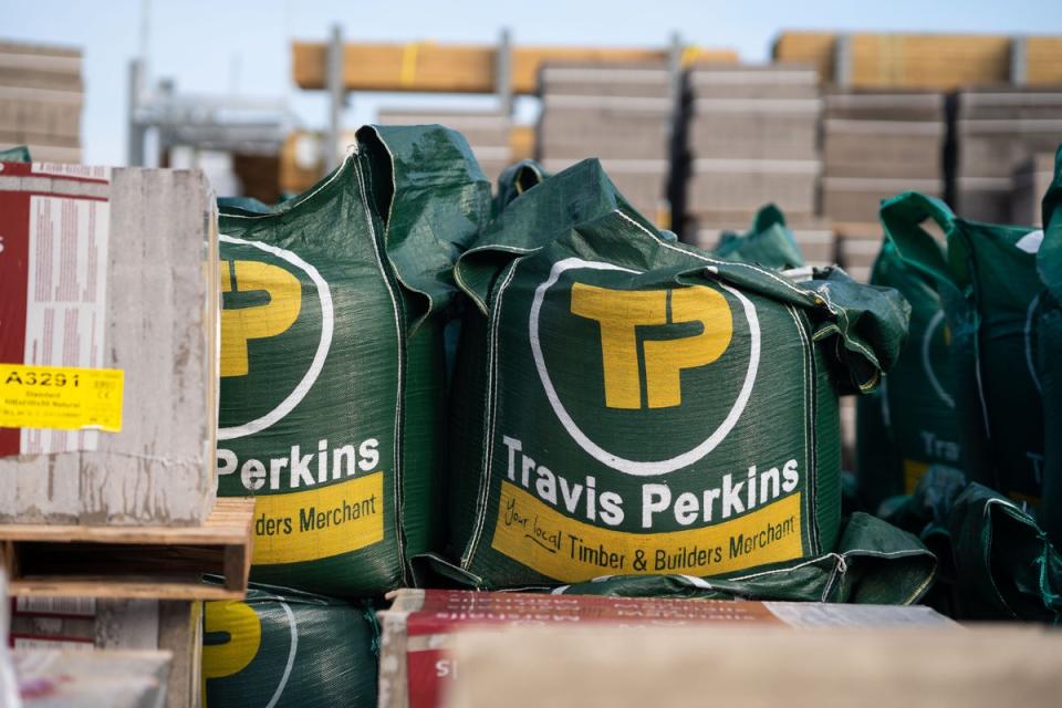 A Travis Perkins branded sack (PA) (PA Media)