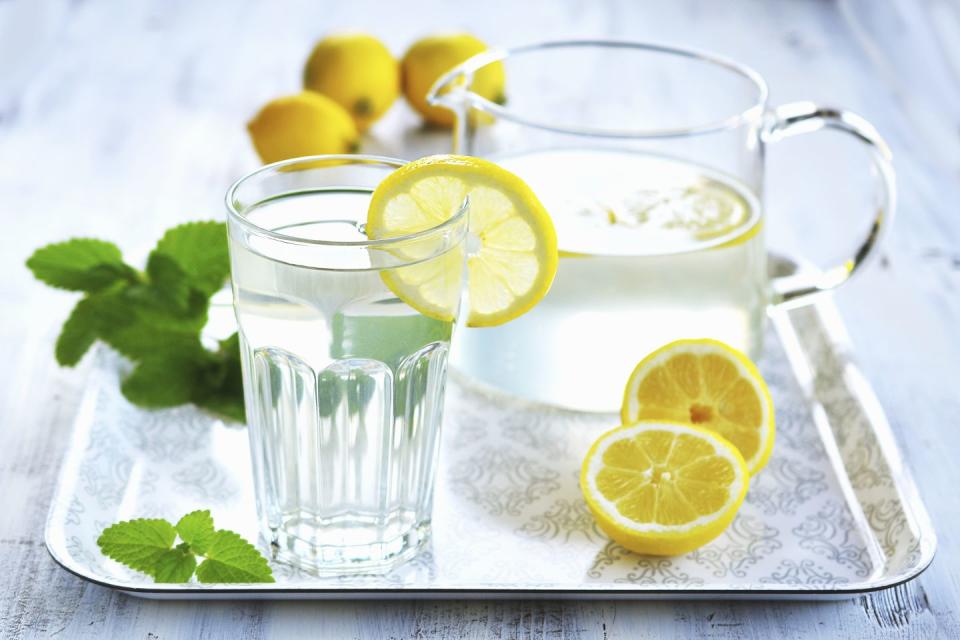 <p>If you replace all of your beverages with water, you’ll immediately cut calories. Not only that, you’ll ensure that your body is optimally hydrated without unnecessary added chemicals and sugars. Plus, drinking a glass of water before a meal may fill you up a little so you eat less but still feel satiated. You may be motivated to drink more if you have one of these great <a href="https://www.prevention.com/fitness/workout-clothes-gear/g27088401/best-water-bottles/" rel="nofollow noopener" target="_blank" data-ylk="slk:water bottles;elm:context_link;itc:0;sec:content-canvas" class="link ">water bottles</a> handy. </p>