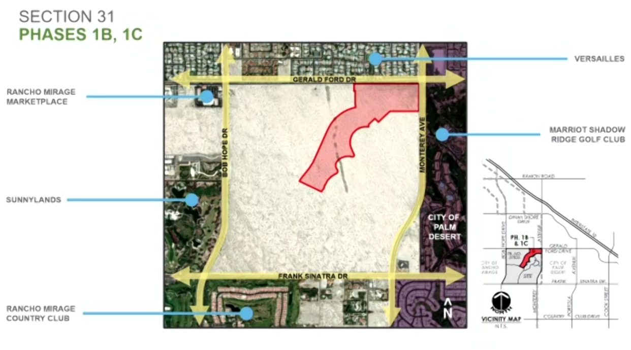 A map shows the planned location of Disney's Cotino development, with the red area highlighting where nearly 200 single-family homes are planned.