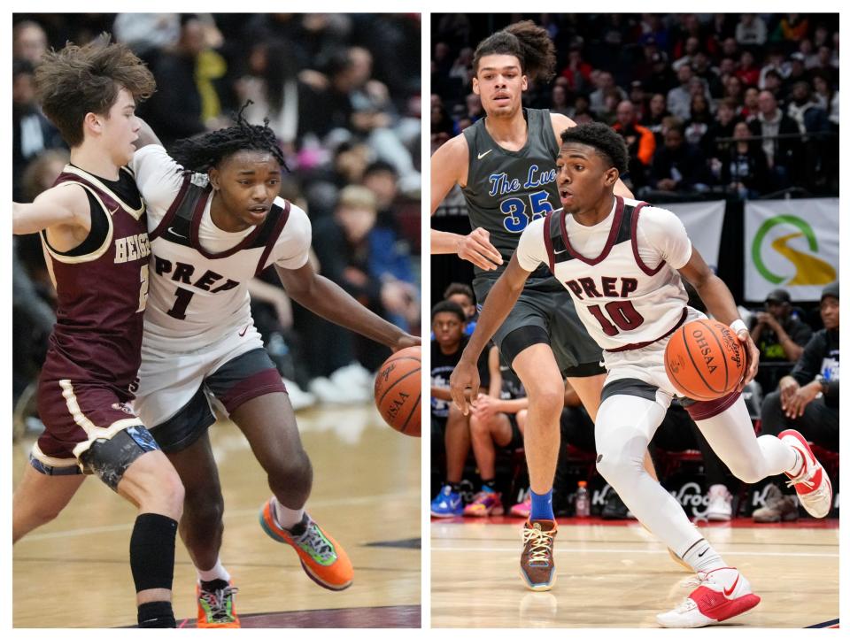 The starting backcourt of Adonus Abrams, left, and Brandon Roddy leads Harvest Prep into Friday's Division III state semifinal against Ottawa-Glandorf.