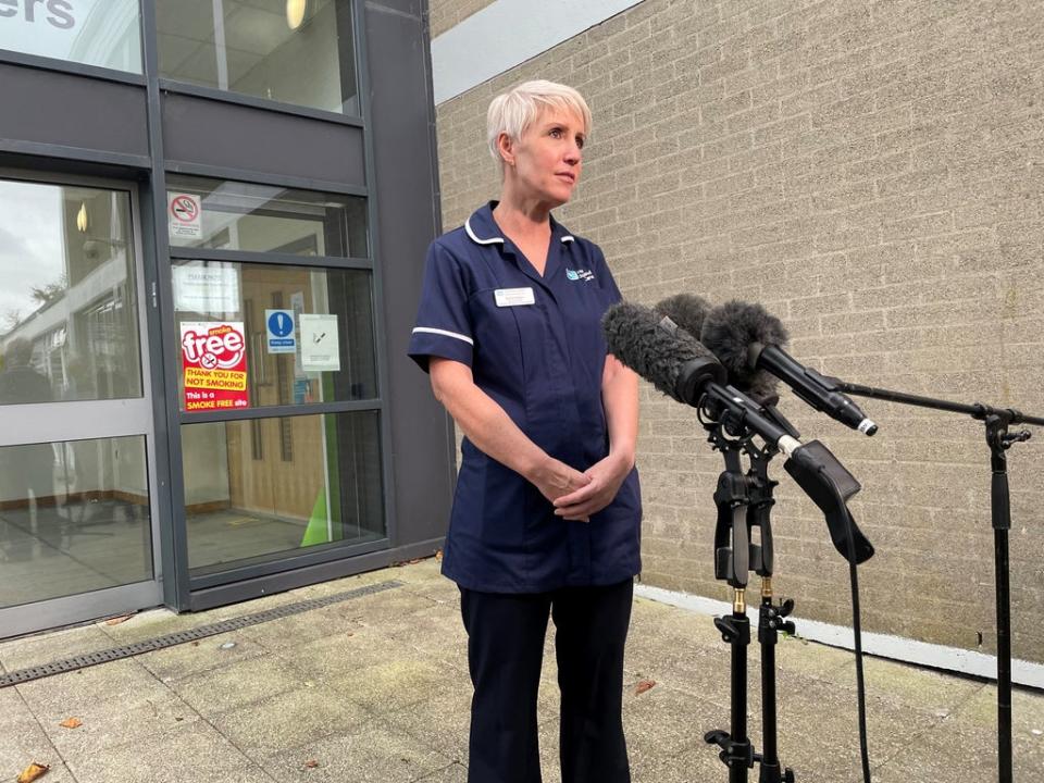 Roisin Devlin, head nurse at the emergency department of the Ulster Hospital, speaks about pressures facing staff (Jonathan McCambridge/PA)