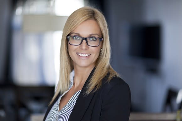 Smiling woman in professional attire