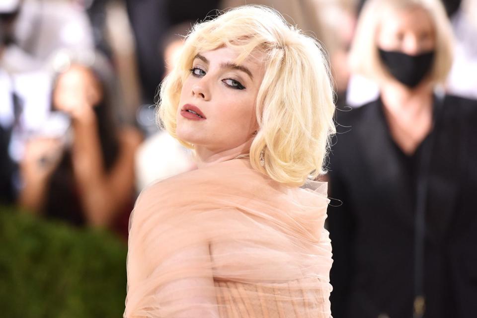 <p>Sean Zanni/Patrick McMullan via Getty Images</p> Billie Eilish at the 2021 Met Gala.