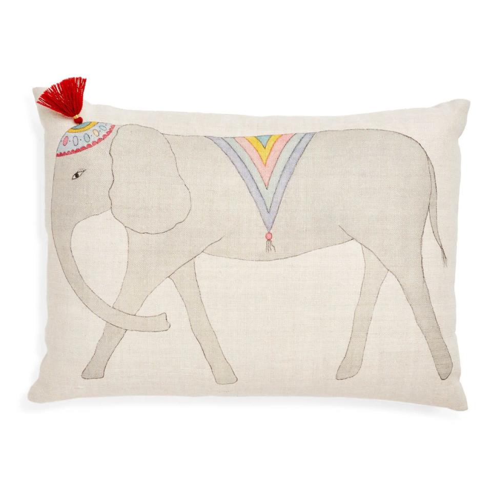 Radish Moon Elephant Linen Pillow