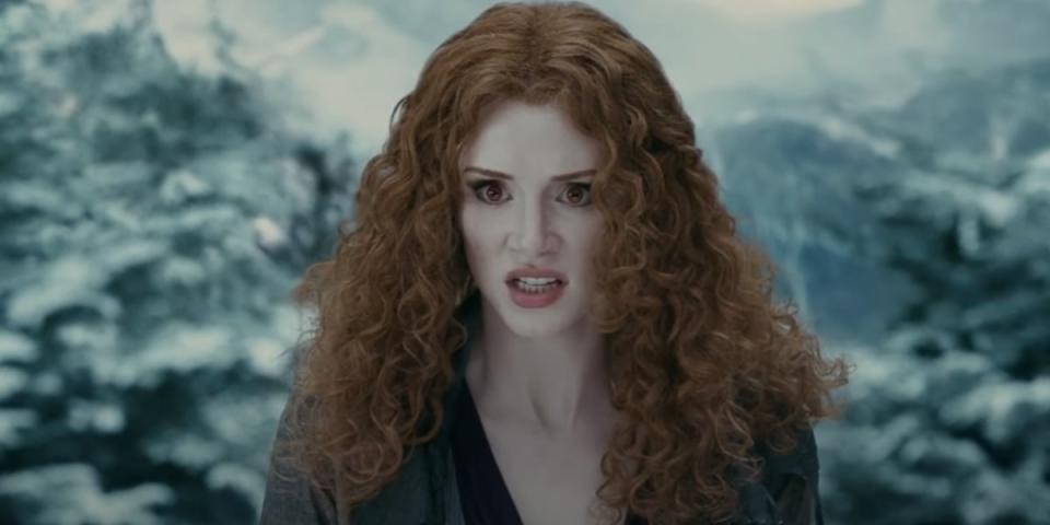 Victoria looking angrily at Edward and Bella