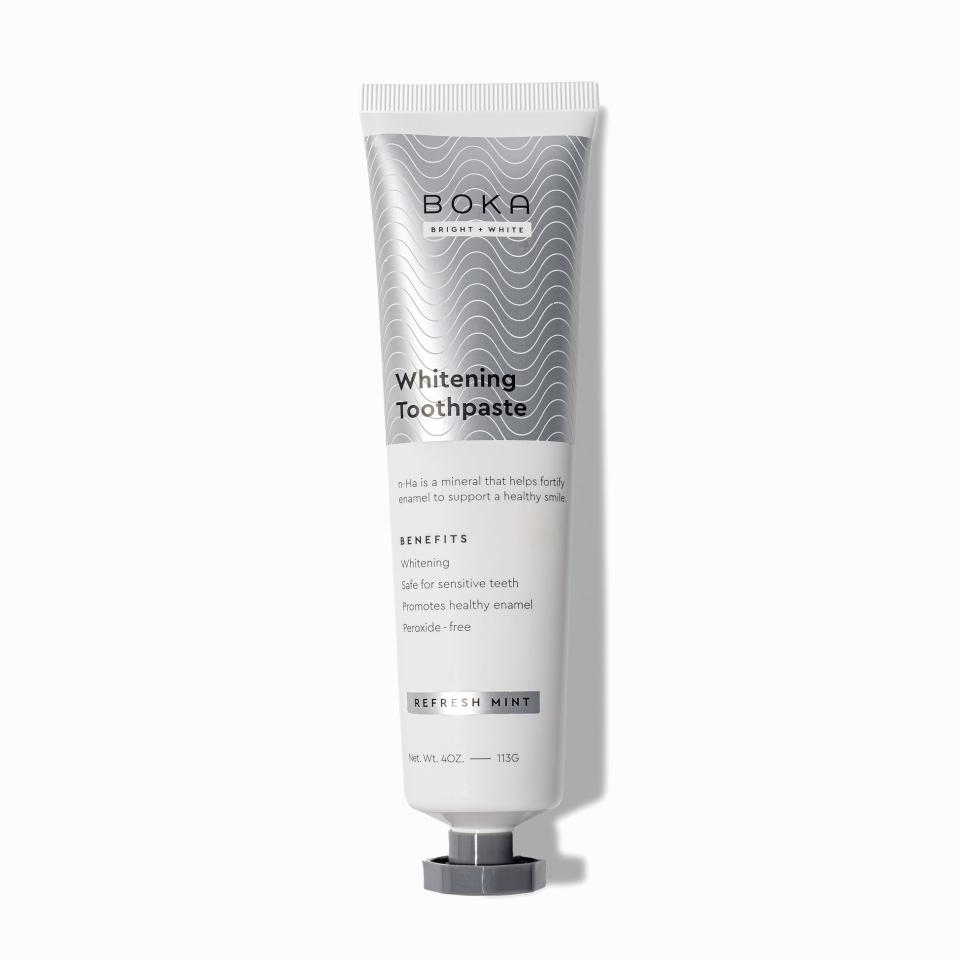 <p><a href="https://go.redirectingat.com?id=74968X1596630&url=https%3A%2F%2Fwww.boka.com%2Fproducts%2Frefresh-mint-whitening-toothpaste%3Fvariant%3D40877436043307&sref=https%3A%2F%2Fwww.harpersbazaar.com%2Fbeauty%2Fhealth%2Fg42590950%2Fbest-whitening-toothpaste%2F" rel="nofollow noopener" target="_blank" data-ylk="slk:Shop Now;elm:context_link;itc:0;sec:content-canvas" class="link ">Shop Now</a></p><p>Refresh Mint Teeth Whitening n-Ha Toothpaste</p><p>boka.com</p><p>$14.00</p><span class="copyright">Boka</span>