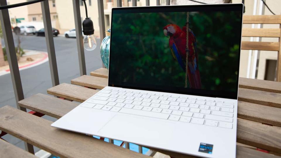 dell xps 13 laptop on a balcony table