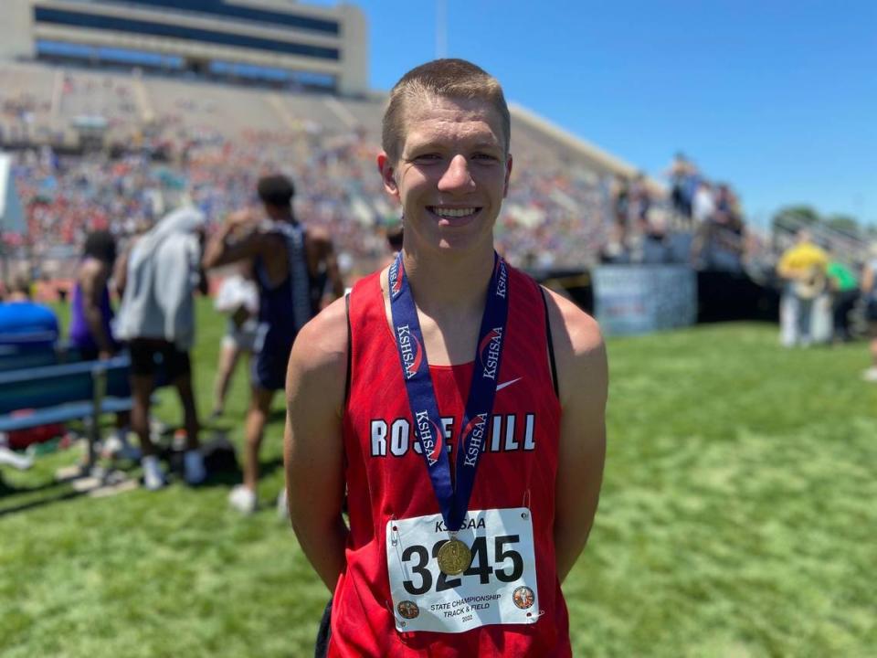 Rose Hill senior Carter Wagner won the Class 4A state championship in the boys triple jump on Friday.