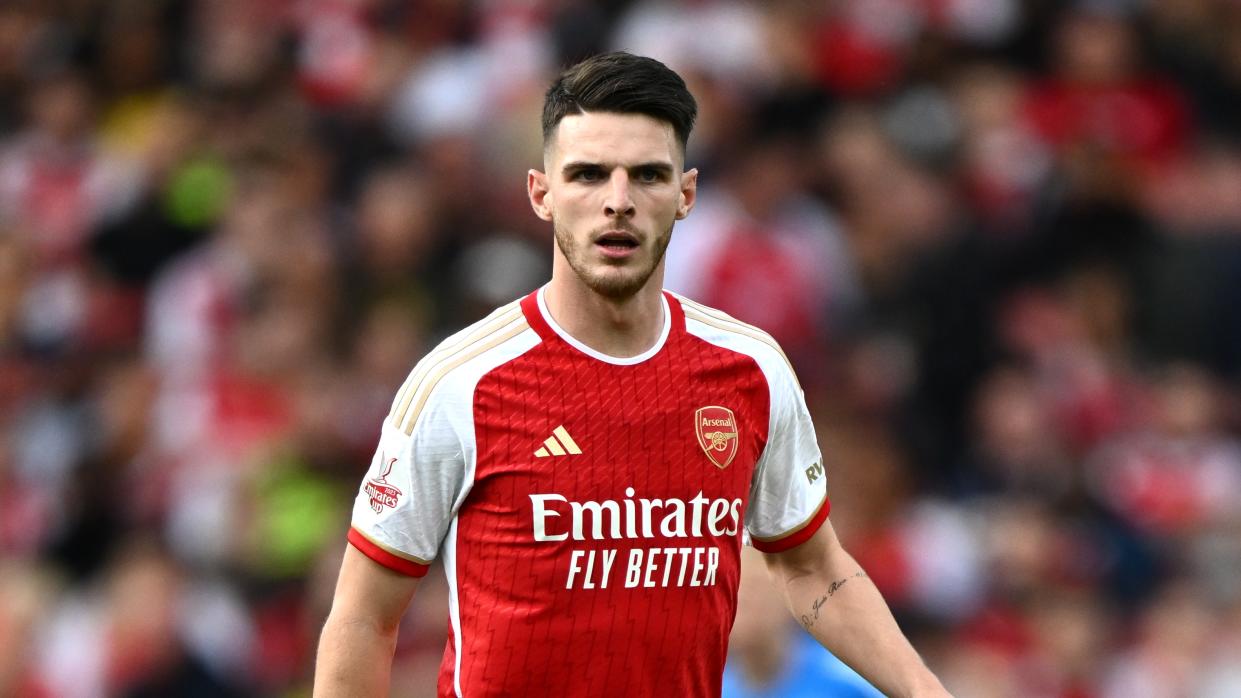  Declan Rice of Arsenal looks on during the pre-season friendly match for Arsenal FC 