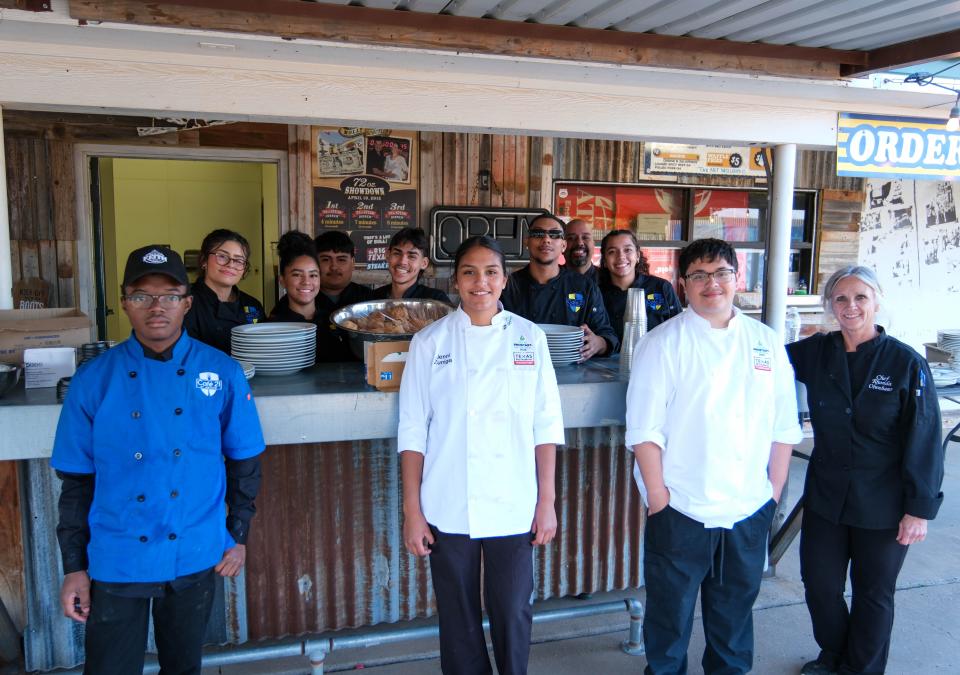 Students from the Amarillo Independent School District's culinary program Sunday evening at the Rangeland Fire Relief Benefit Concert at the Starlight Ranch in Amarillo.