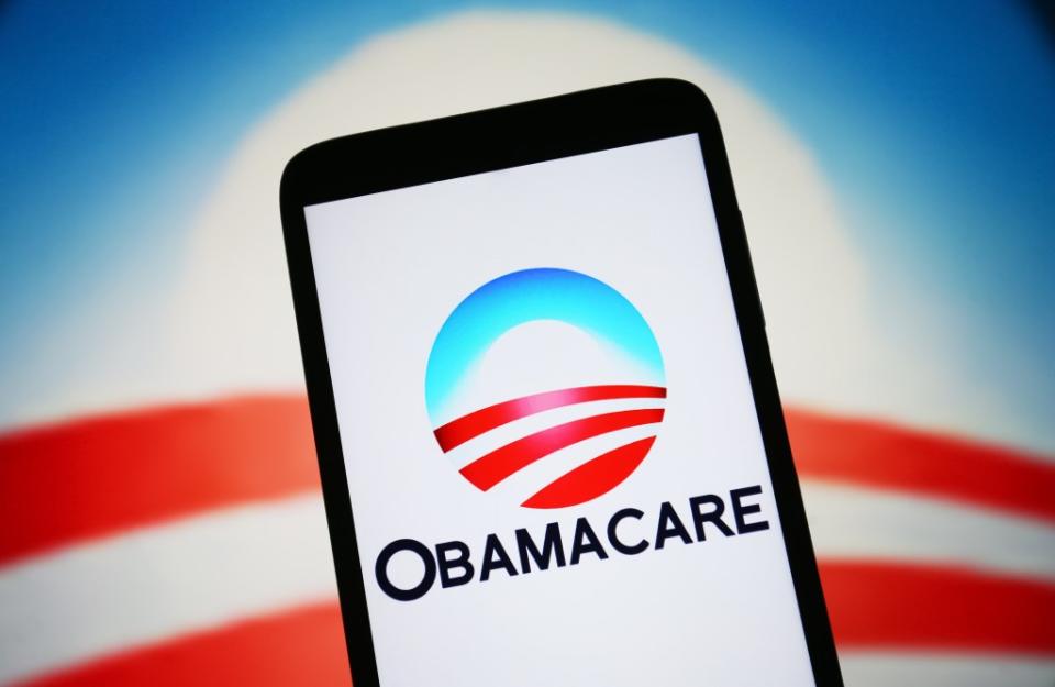 In this photo illustration, the Obamacare logo is seen on a smartphone screen. (Photo Illustration by Pavlo Gonchar/SOPA Images/LightRocket via Getty Images)